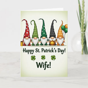 Tarjeta Feliz Día de San Patricio con Gnomo de Lun
