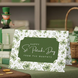 Tarjeta Feliz día de San Patricio con tréboles verdes de a