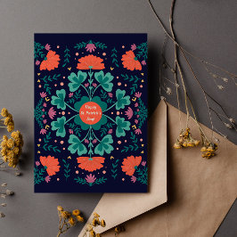 Tarjeta Feliz Día de San Patricio de los payasos y flores