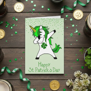 Tarjeta Feliz Día de San Patricio, Día Verde, Unicornio