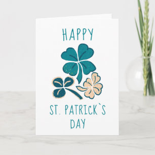 Tarjeta Feliz día de San Patricio Dibujo de Trébol de Tréb