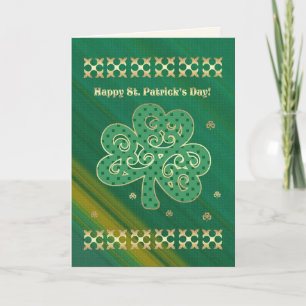 Tarjeta Feliz Día de San Patricio Elegante Shamrock de oro