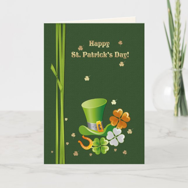 Tarjeta Feliz Día de San Patricio. Encantamientos Lucky (Anverso)