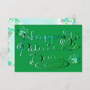 Tarjeta "Feliz Día de San Patricio". Escrito a mano/Shamro