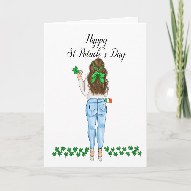Tarjeta Feliz Día de San Patricio, feriado de enamorada ir (Anverso)