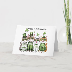 Tarjeta Feliz día de San Patricio gatos