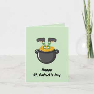 Tarjeta Feliz día de San Patricio Gnomo Verde Dorado