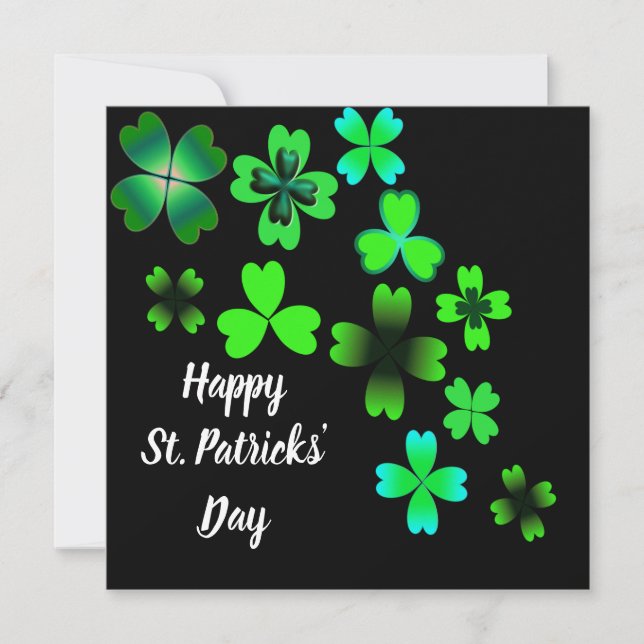 Tarjeta Feliz Día de San Patricio, Green Lucky Shamrock (Anverso)