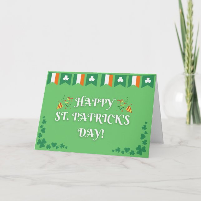 Tarjeta Feliz Día de San Patricio Green Shamrock (Anverso)