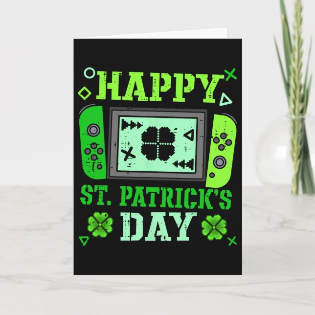 Tarjeta Feliz día de San Patricio Jugador Afortunado Chico (Anverso)