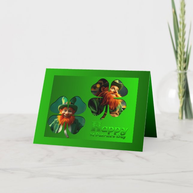 Tarjeta Feliz Día de San Patricio Leprechaun Añadir Foto H (Anverso)
