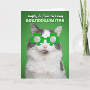 Tarjeta Feliz día de San Patricio Nieta Humor de gato