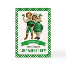 Feliz Día de San Patricio. Niños irlandeses vintag