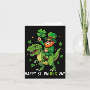 Tarjeta Feliz día de San Patricio pa trex leprechaun dino