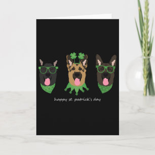 Tarjeta Feliz día de San Patricio perros pastor alemán Lin