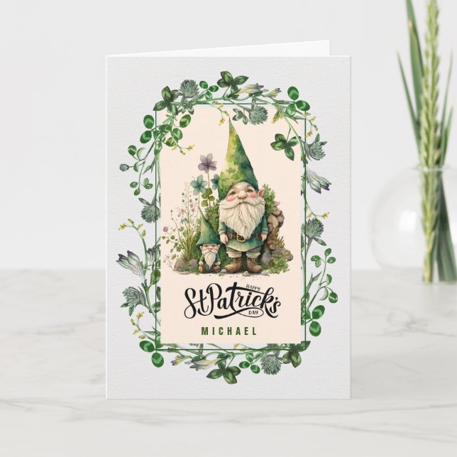 Tarjeta Feliz Día de San Patricio. Personalizado de Gnomes (Anverso)