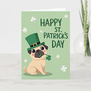 Tarjeta Feliz Día de San Patricio Pug