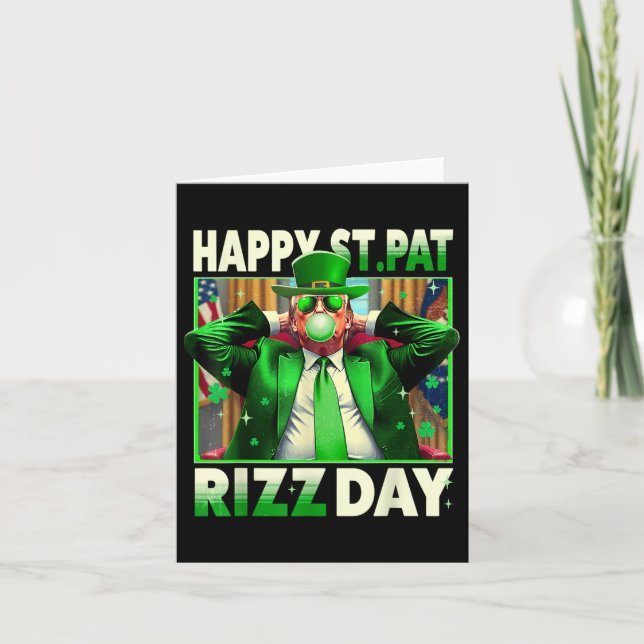 Tarjeta Feliz Día de San Patricio Rizz Trump Gracioso St P (Anverso)