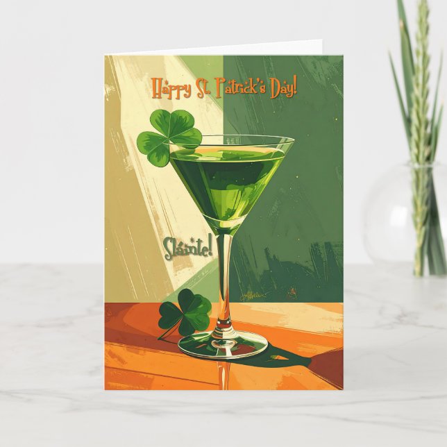 Tarjeta Feliz día de San Patricio Shamrock Martini  (Anverso)