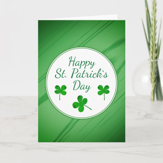 Tarjeta Feliz Día de San Patricio, Shamrock verde irlandés (Anverso)