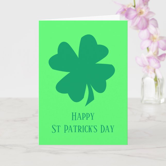 Tarjeta Feliz Día de San Patricio, Shamrock verde irlandés (Orquídea)
