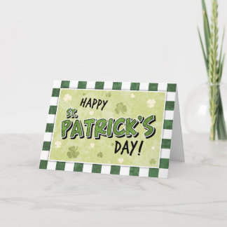 Tarjeta Feliz Día de San Patricio - Shamrock y Gingham