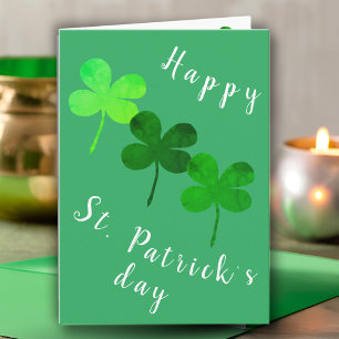 Tarjeta Feliz día de San Patricio Trébol Verde Irlandés