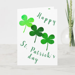 Tarjeta Feliz día de San Patricio trébol verde irlandés