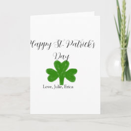 Tarjeta Feliz día de San Patricio trébol verde nombre 