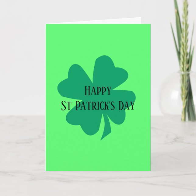 Tarjeta Feliz Día de San Patricio Verde Shamrock irlandés  (Anverso)