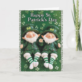 Tarjeta Feliz día de San Patricio y dos duendes