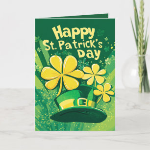 Tarjeta Feliz día de San Patricio y sombrero de duende