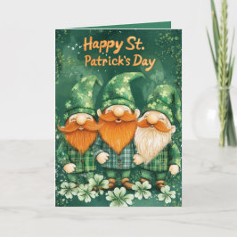 Tarjeta Feliz día de San Patricio y tres duendes