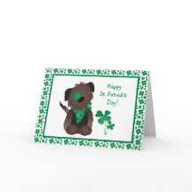 Feliz Día de San Patrón Perro Cuatro Hojas Verde