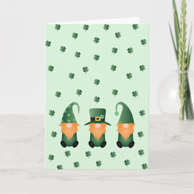 Tarjeta Feliz Día de San Patrones Gnomes Naranja Verde (Anverso)