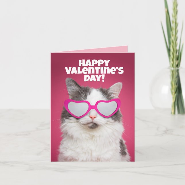 Tarjeta Feliz día de San Valentín a cualquier humor de gat (Anverso)