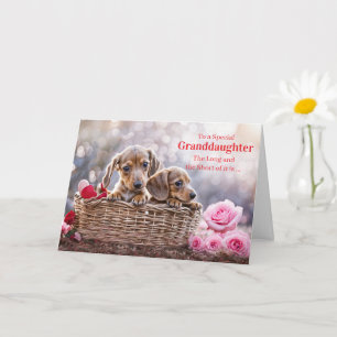 Tarjeta Feliz día de San Valentín a la nieta Perritos lind
