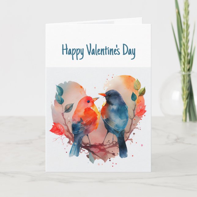 Tarjeta Feliz Día de San Valentín a mis amables pájaros de (Anverso)