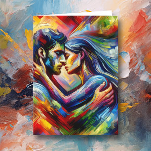 Tarjeta Feliz día de San Valentín Abrazo de enamorados