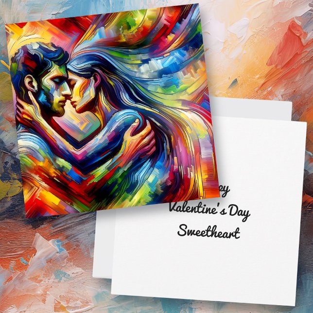 Tarjeta Feliz día de San Valentín | Abrazo de enamorados (Subido por el creador)