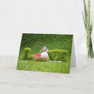 Tarjeta Feliz día de San Valentín al golfista con golf de 