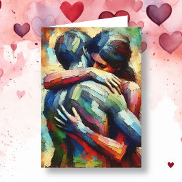 Tarjeta Feliz día de San Valentín | Amantes abrazándose 