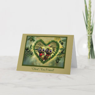 Tarjeta Feliz Día de San Valentín Amigo Olivas Divertidas