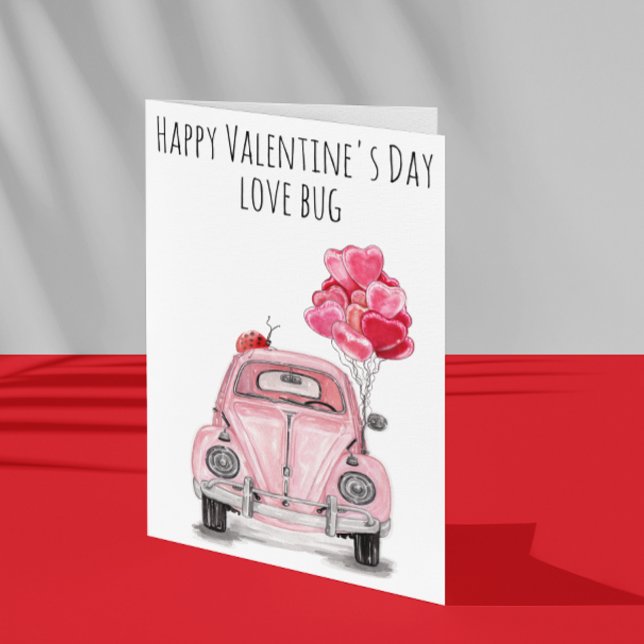 Tarjeta Feliz Día de San Valentín amor Bug globos de auto  (Subido por el creador)
