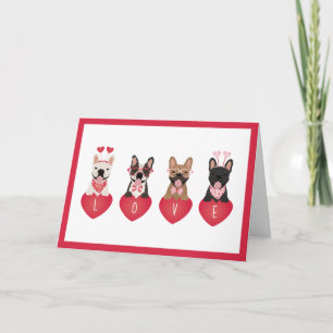 Tarjeta Feliz día de San Valentín Amor Bulldogs Franceses