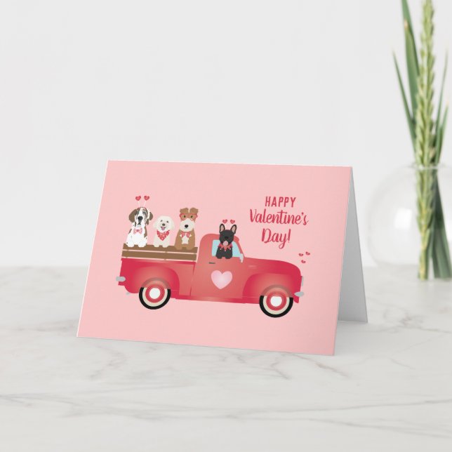 Tarjeta Feliz día de San Valentín Amor por Camionetas Perr (Anverso)