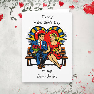 Tarjeta Feliz día de San Valentín Arte Pop Retro Vintage