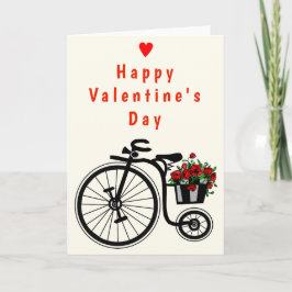 Tarjeta Feliz Día de San Valentín Bicicleta de flores romá