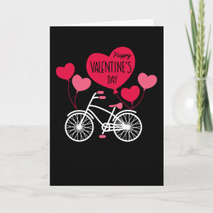 Tarjeta Feliz Día de San Valentín bicicleta de globos de c