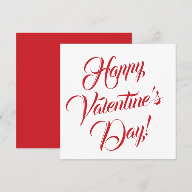 Tarjeta Feliz Día de San Valentín blanco rojo elegante gui (Anverso / Reverso)